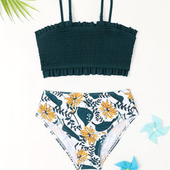 2pcs Girls Bikini Swimwear Set Cami Top Floral Briefs Summer Gift