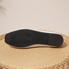 Metallic Square Buckle Ballet Flats Soft Sole Elegant Office Shoes