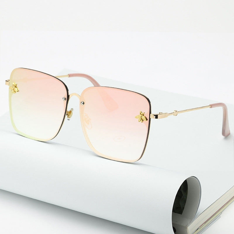 Rimless Square Oversized Gradient Lens Sunglasses UV 400 Protection