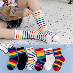 Kids Rainbow Striped Crew Socks 1-8Y
