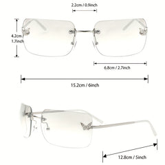 Rhinestone Butterfly Kpop Rimless Sunglasses UV400