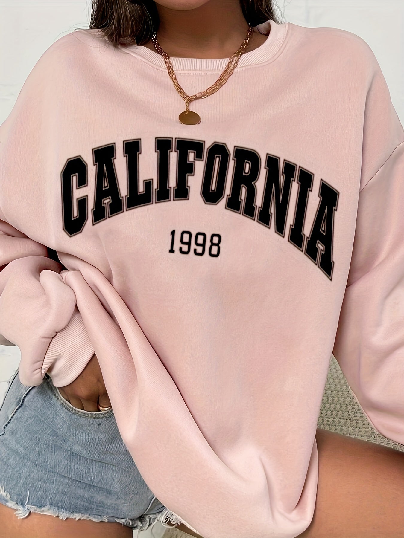 California Print Casual Long Sleeve Sweatshirt for Women