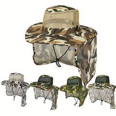 Mesh Camouflage Net Hat Sun Protection Big Brim Fishing Beach Hiking Outdoor Hat