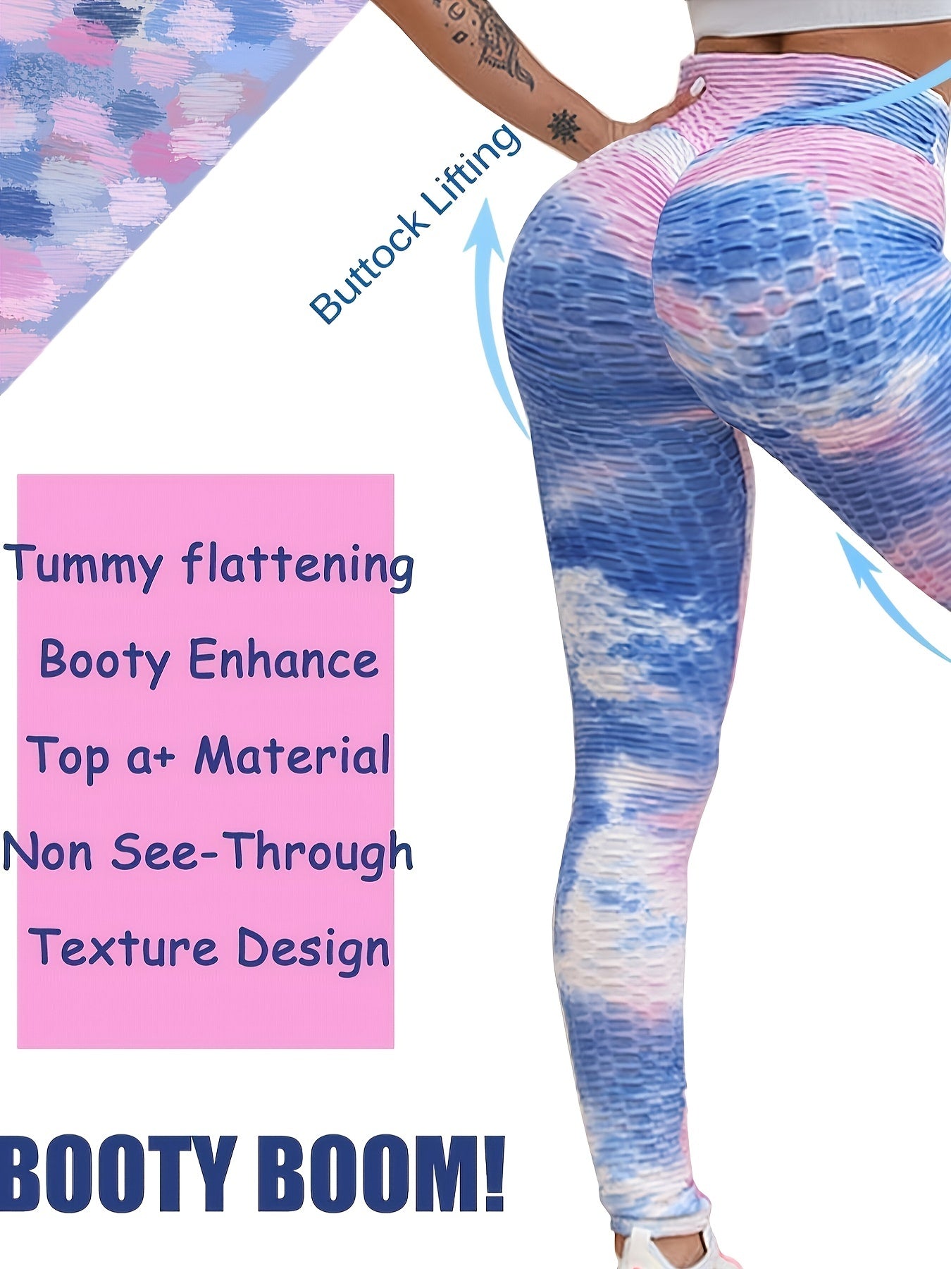Tie Dye Butt Lifting Leggings High Waisted Tummy Control Yoga Pants
