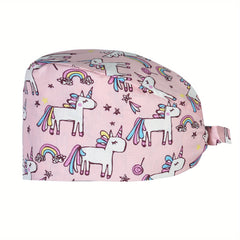 Cartoon Printed Working Hat Scrub Caps Adjustable Work Cap
