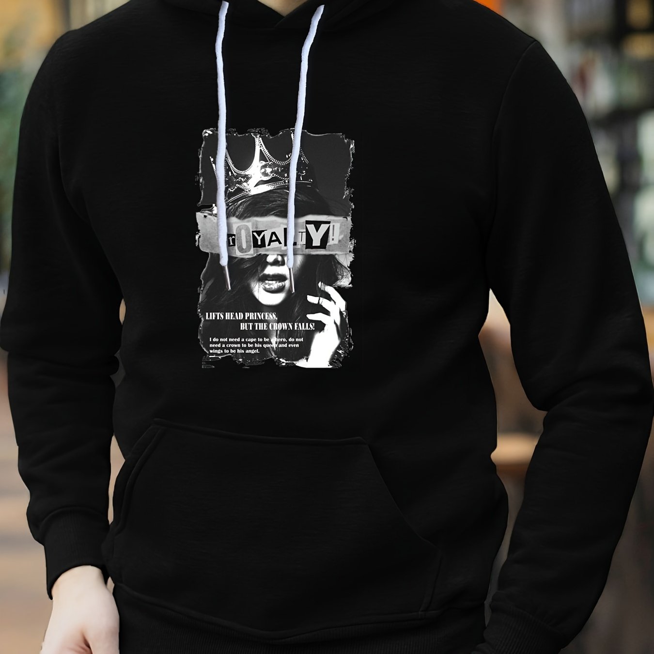 Crown Print Hoodie Men's Graphic Pullover Sweatshirt