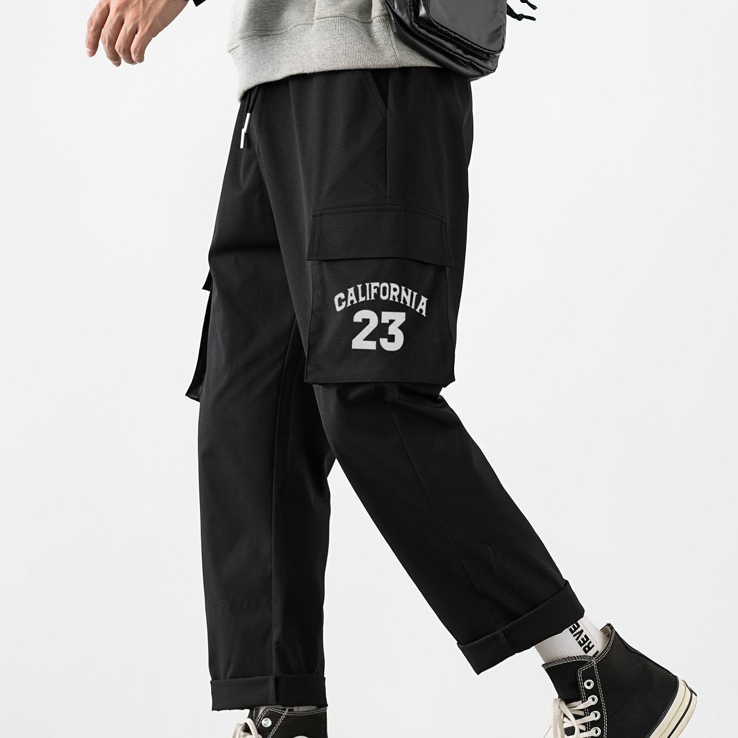 Men s Retro 23 Pattern Print Cropped Cargo Pants