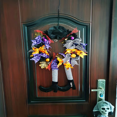 Halloween Witch Wreath Harvest Wizard Door Hanging