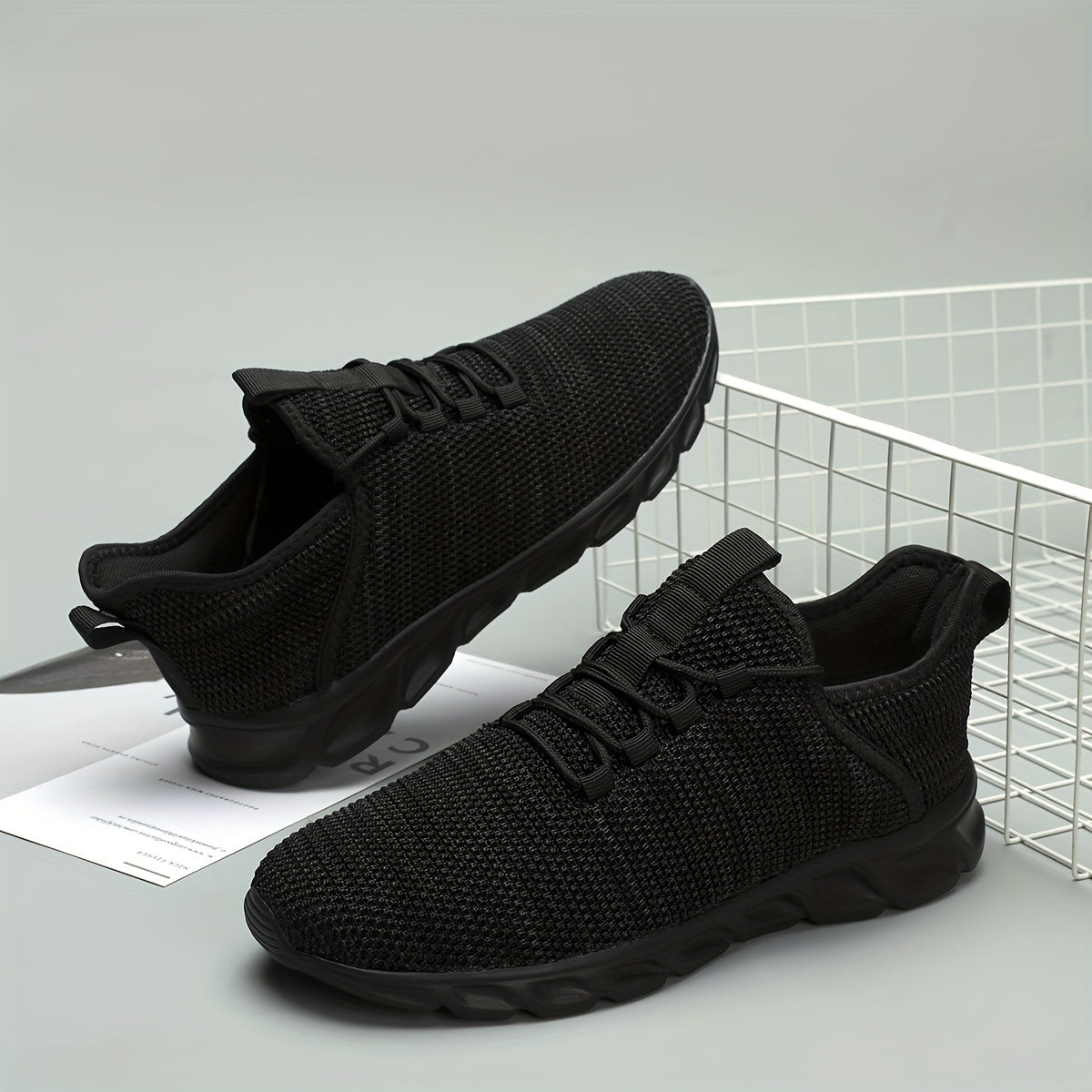 Men's Knit Sneakers Lace Up Breathable