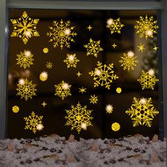 Golden Glitter Snowflake Window Stickers Winter Decoration