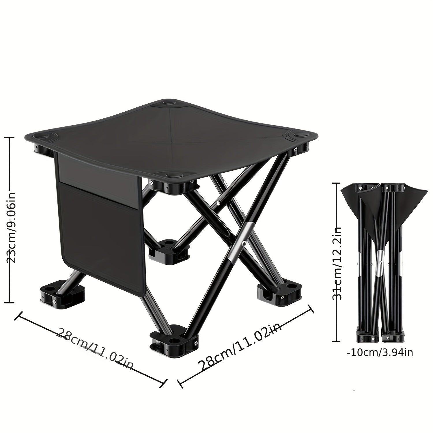 Portable Camping Stool with Side Pockets, Lightweight and Sturdy Folding Stool