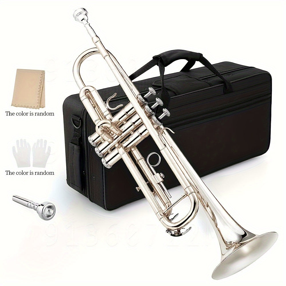 Professional Silver Trumpet B flat Brass Nickel Tube Body Playing Trumpet