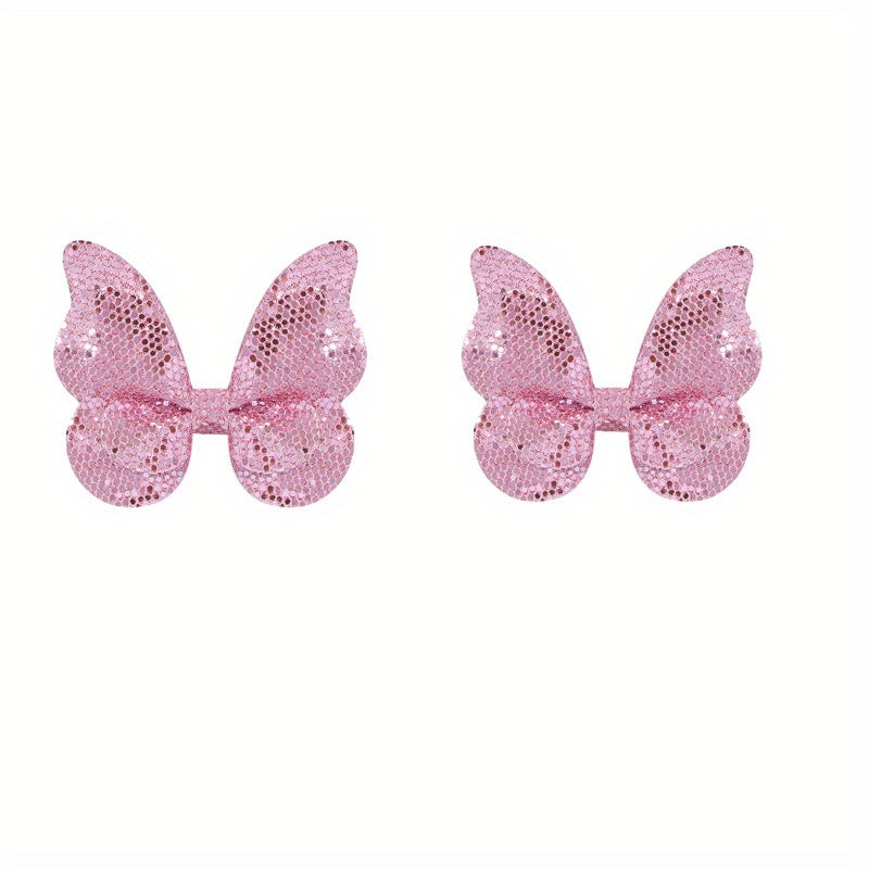 2pcs Gradient Sequin Butterfly Hair Clip for Girls