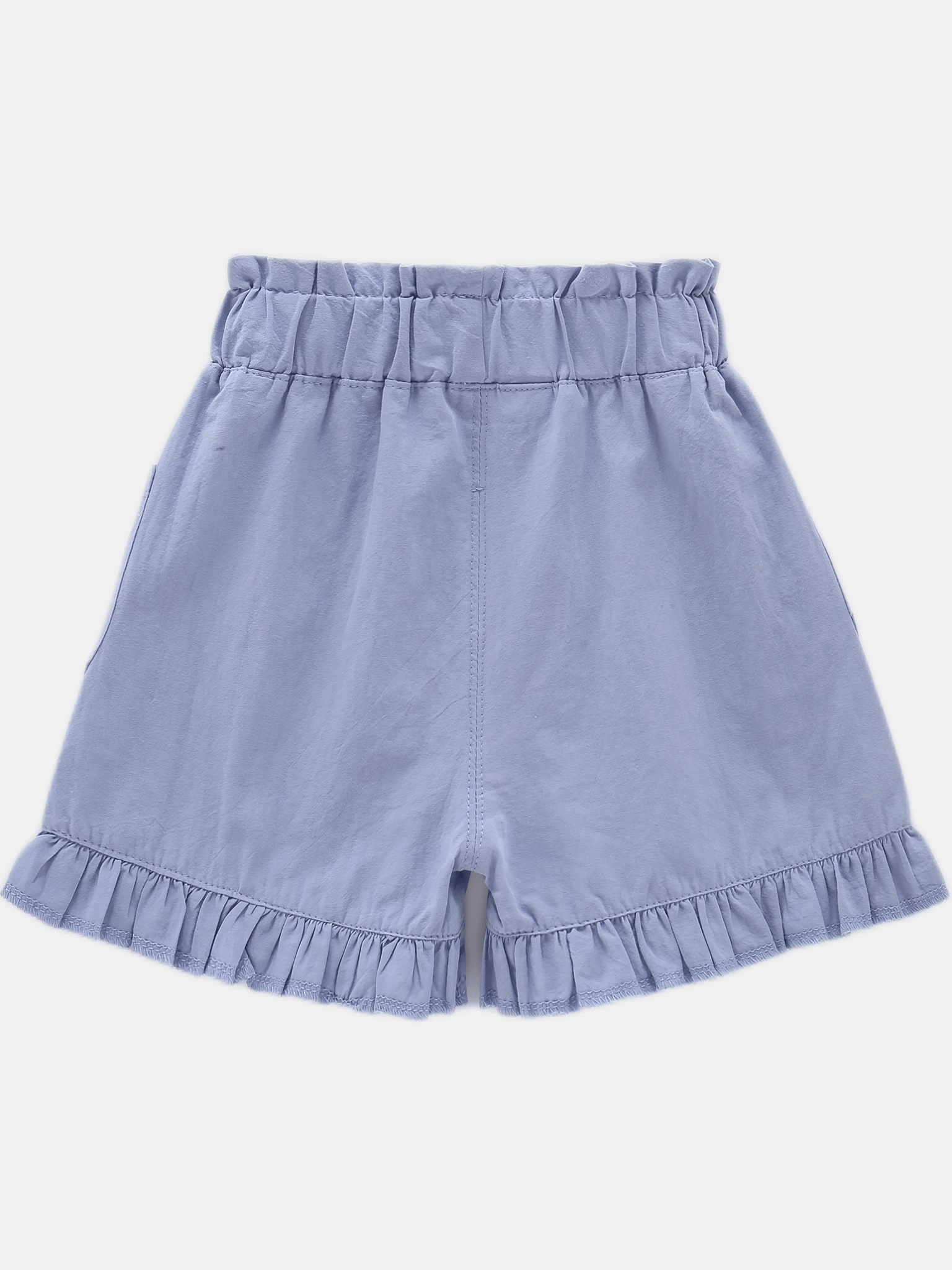 Girls Cotton Ruffle Bottom Shorts With Pockets