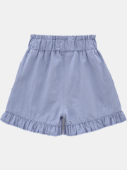 Girls Cotton Ruffle Bottom Shorts With Pockets