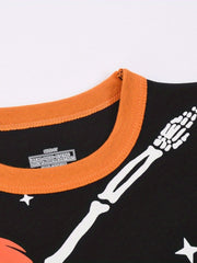 Halloween Pajamas Boys Girls Pumpkin Skeleton Print Toddler Kids Pjs Set