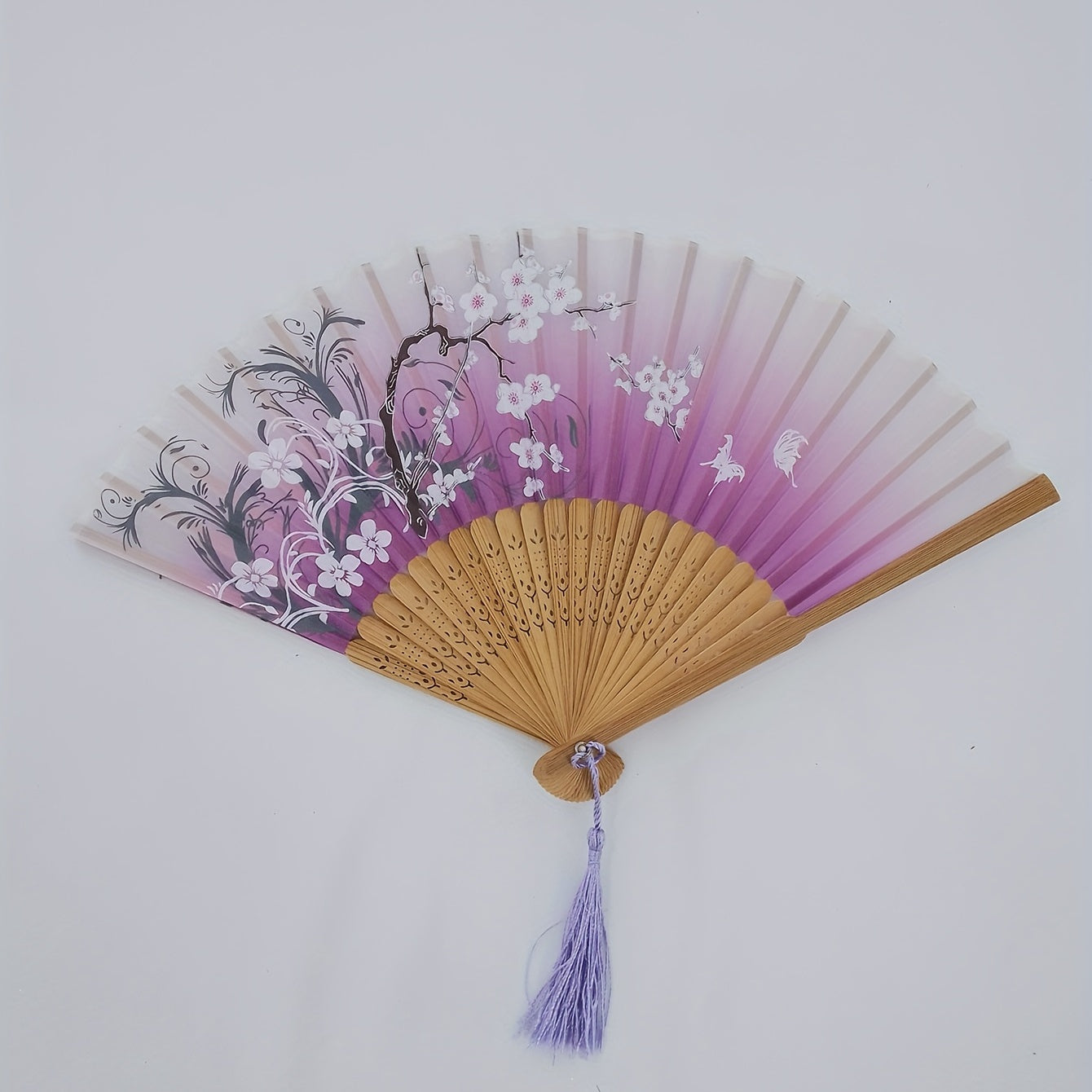 Chinese Flower Pattern Bamboo Folding Fan