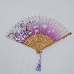 Chinese Flower Pattern Bamboo Folding Fan