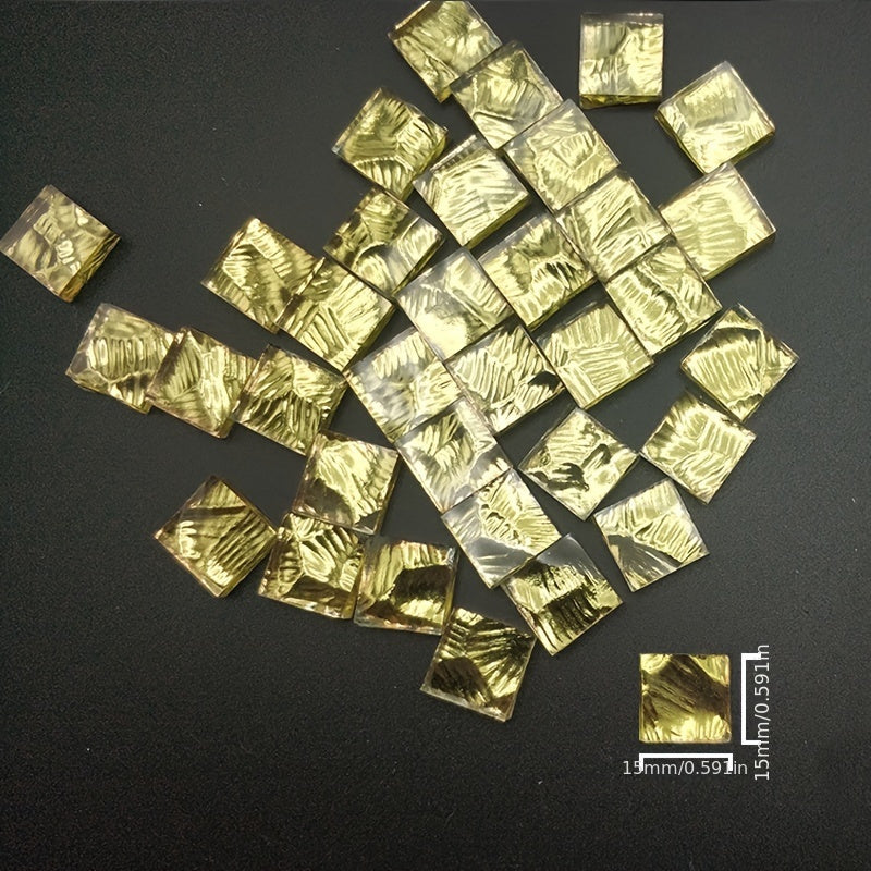 60pcs Light Golden Glass Mosaic Tile 0.591x0.591inch for DIY Art Projects