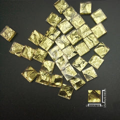 60pcs Light Golden Glass Mosaic Tile 0.591x0.591inch for DIY Art Projects