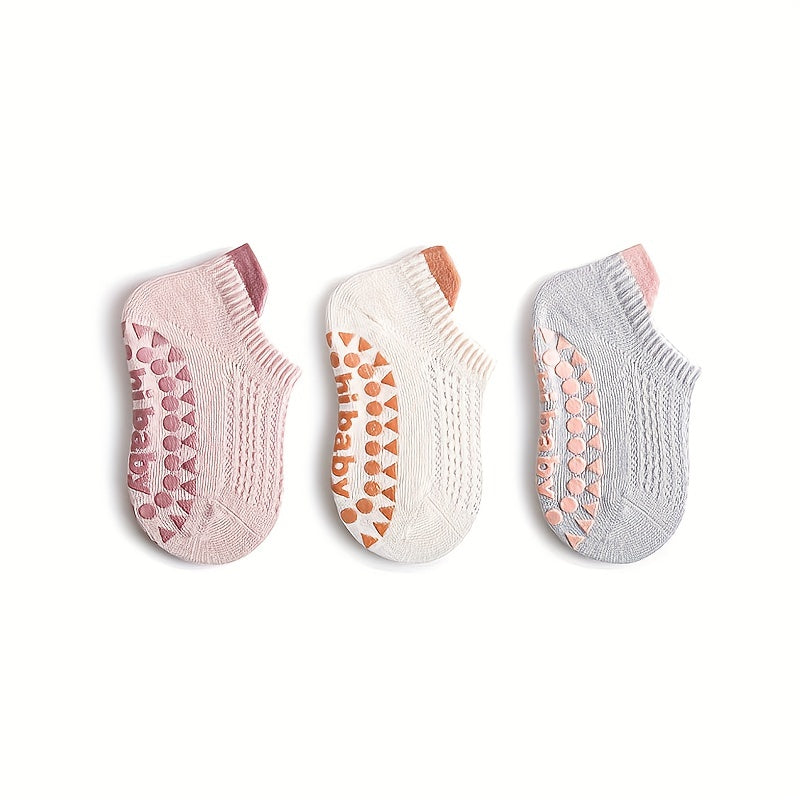 3 Pairs Children's Mesh Breathable Non-Slip Ankle Socks for Baby Toddlers
