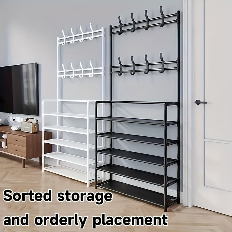 4 Layer Shoe Cap Coat Rack Shoe Storage Bench Freestanding Garment Rack