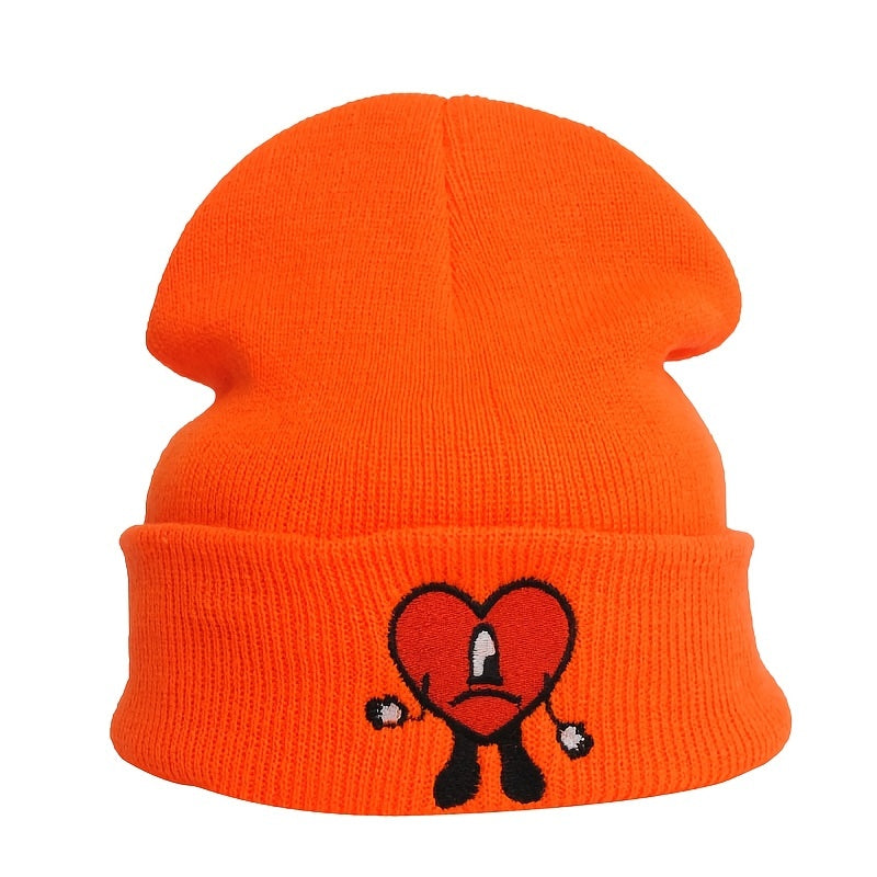 Embroidery Heart Knit Hat Bad Rabbit Cartoon Hip Hop Style Beanie Hat