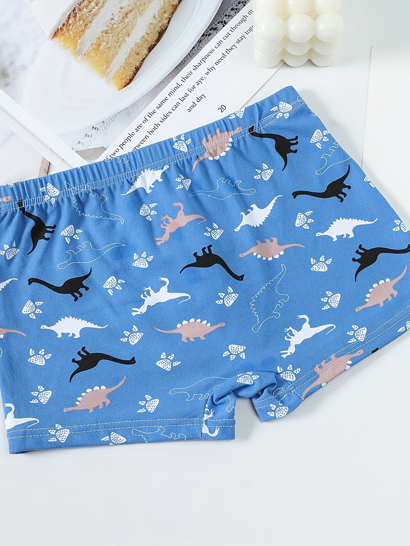 5pcs Boy's Boxer Briefs Dinosaurs Print Multiple Colors Elastic Waist Shorts