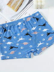 5pcs Boy's Boxer Briefs Dinosaurs Print Multiple Colors Elastic Waist Shorts