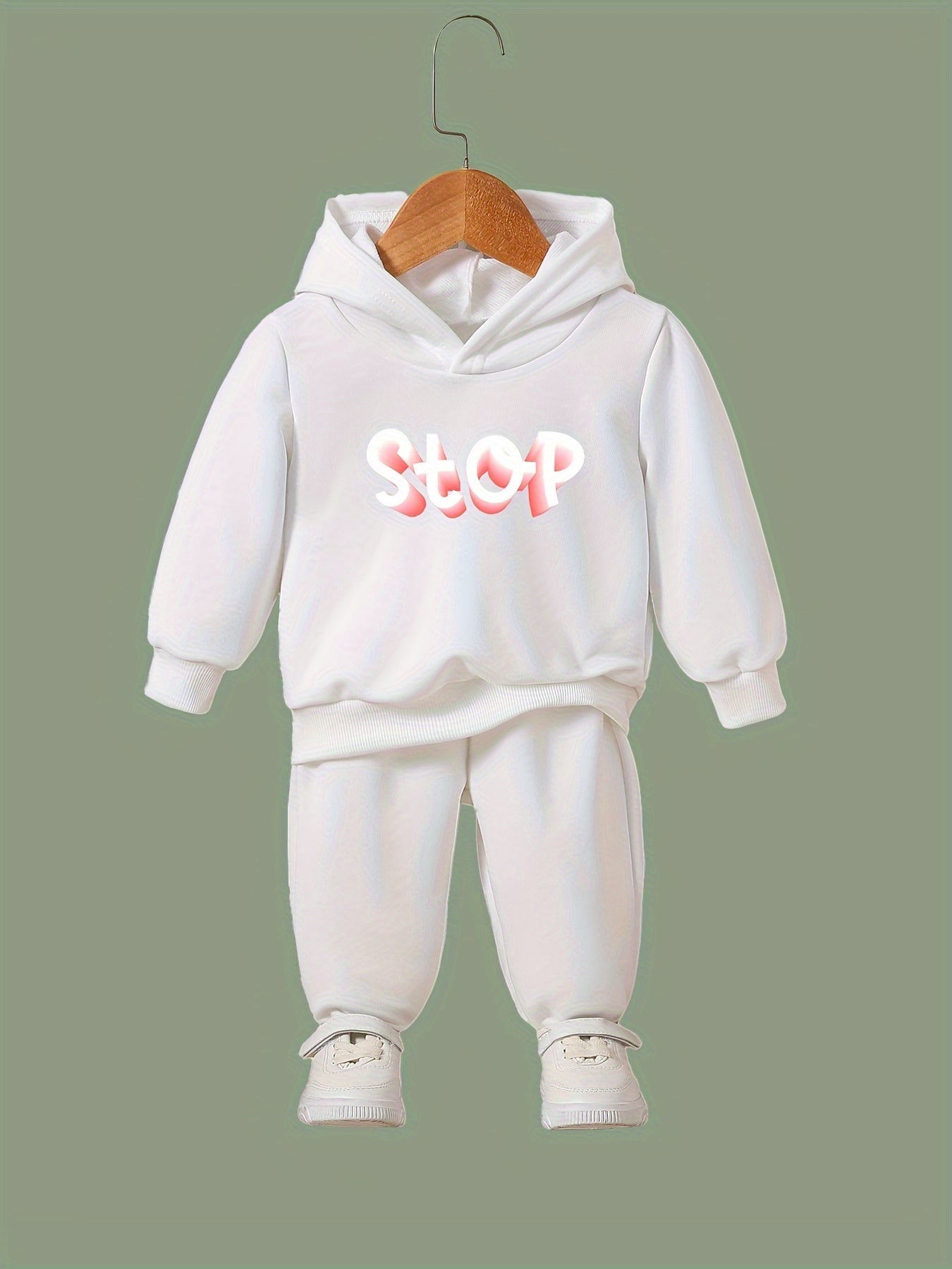 OERYUI 2pcs STOP Hoodies Pants Set Girls Boys Spring Fall Sports Gift