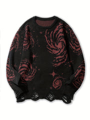 Galaxy Pattern Sweater Men's Casual Warm Crew Neck Pullover for Fall Winter
