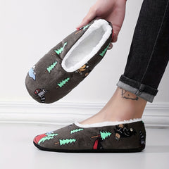 Men's Graphic Plush Cozy House Slippers Anti-skid Slip-on Shoes
