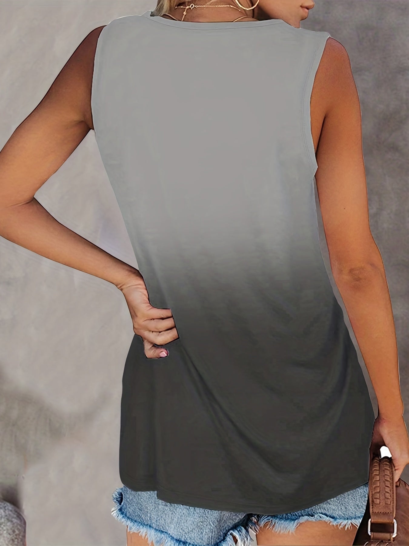 Lace Trim Tank Top Gradient Sleeveless Summer Top