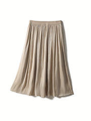 High Waist Pleated A Line Maxi Skirt Women's Clothing