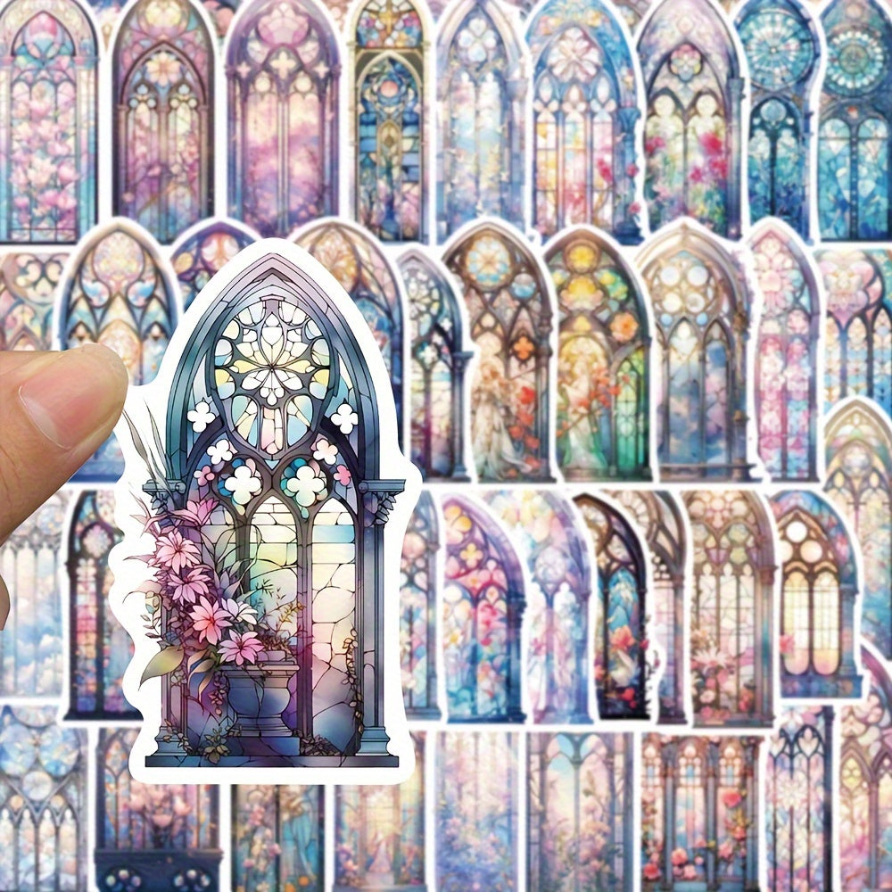 50pcs Church Window Graffiti Stickers Glass Wall DIY Guitar Skateboard