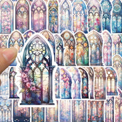 50pcs Church Window Graffiti Stickers Glass Wall DIY Guitar Skateboard
