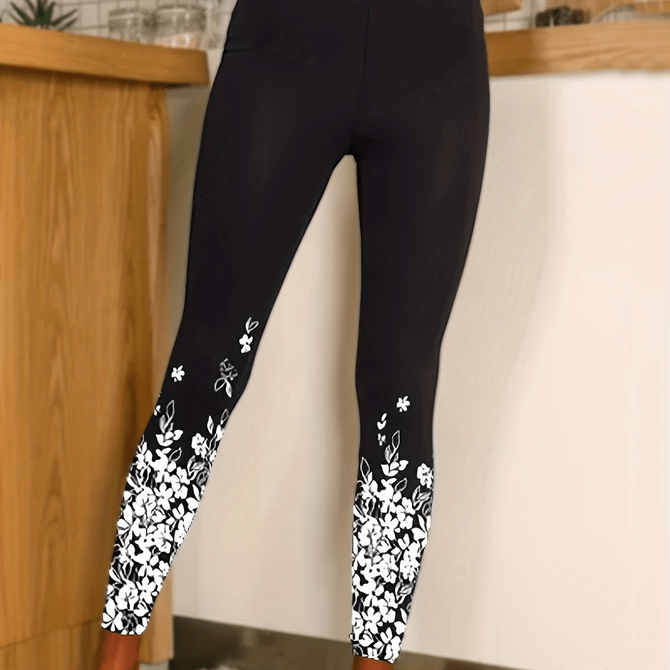 Floral Print Skinny Leggings Casual Women's Clothing