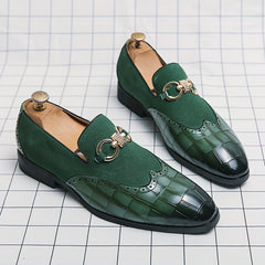 Men's Textured Brogue Loafer Shoes Slip On Comfy Non-slip Shoes