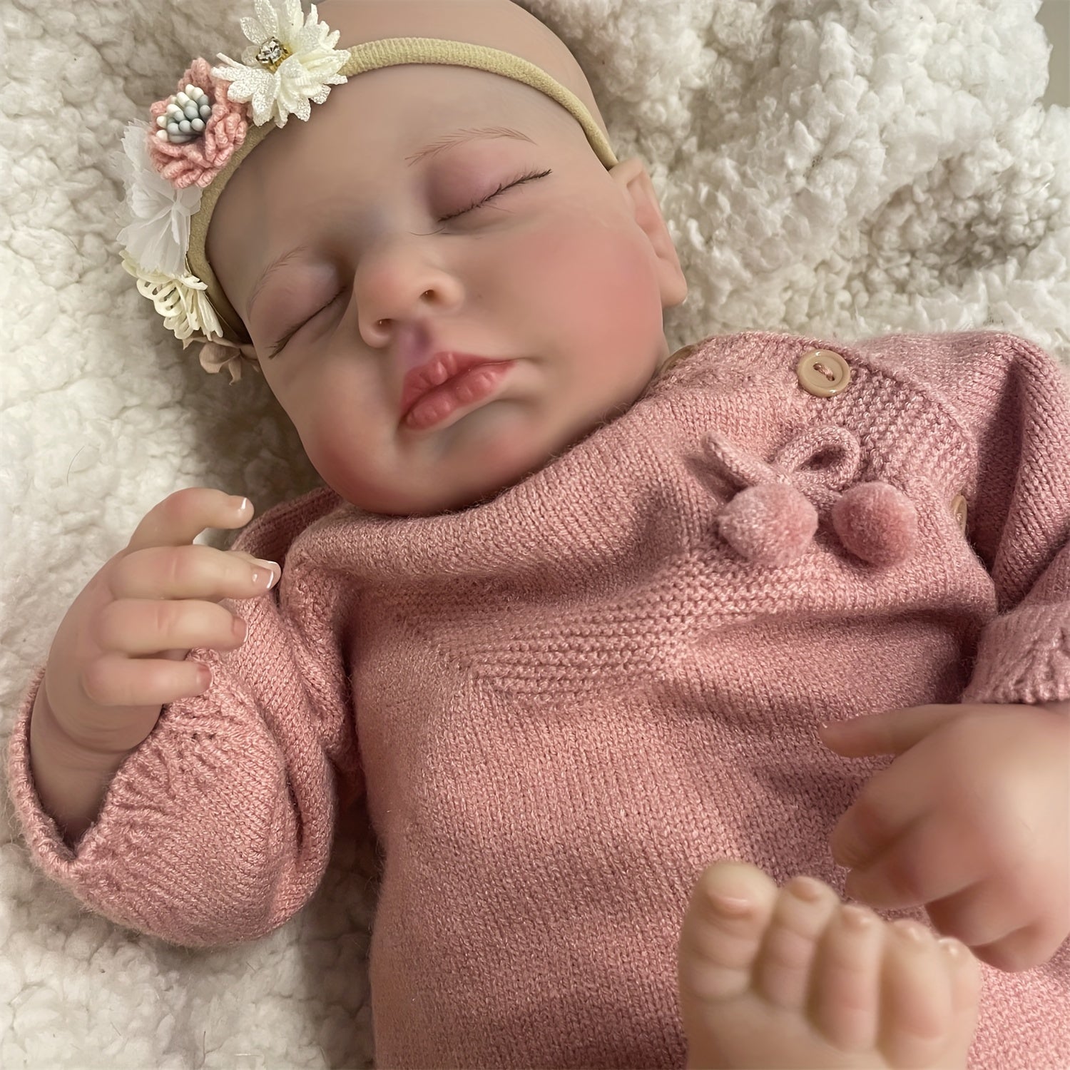 19 Inch Sleeping Baby Reborn Doll Handcrafted with Detailed Painting