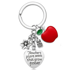Stainless Steel Owl Keychain with Flower Charm - Perfect Gift for Teachers
