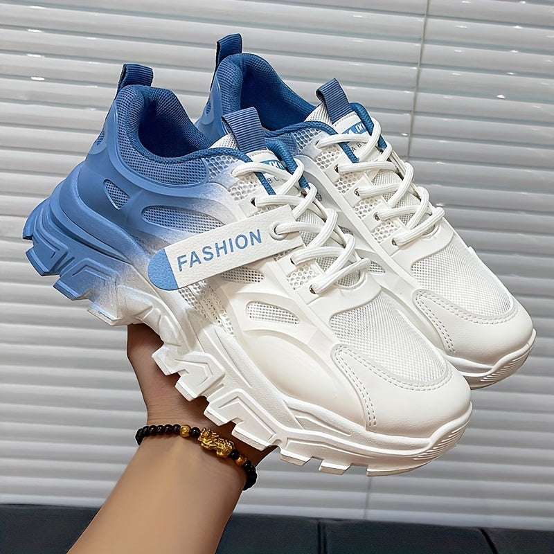 Ombre Chunky Sneakers Lace Up Low Top Sports Shoes