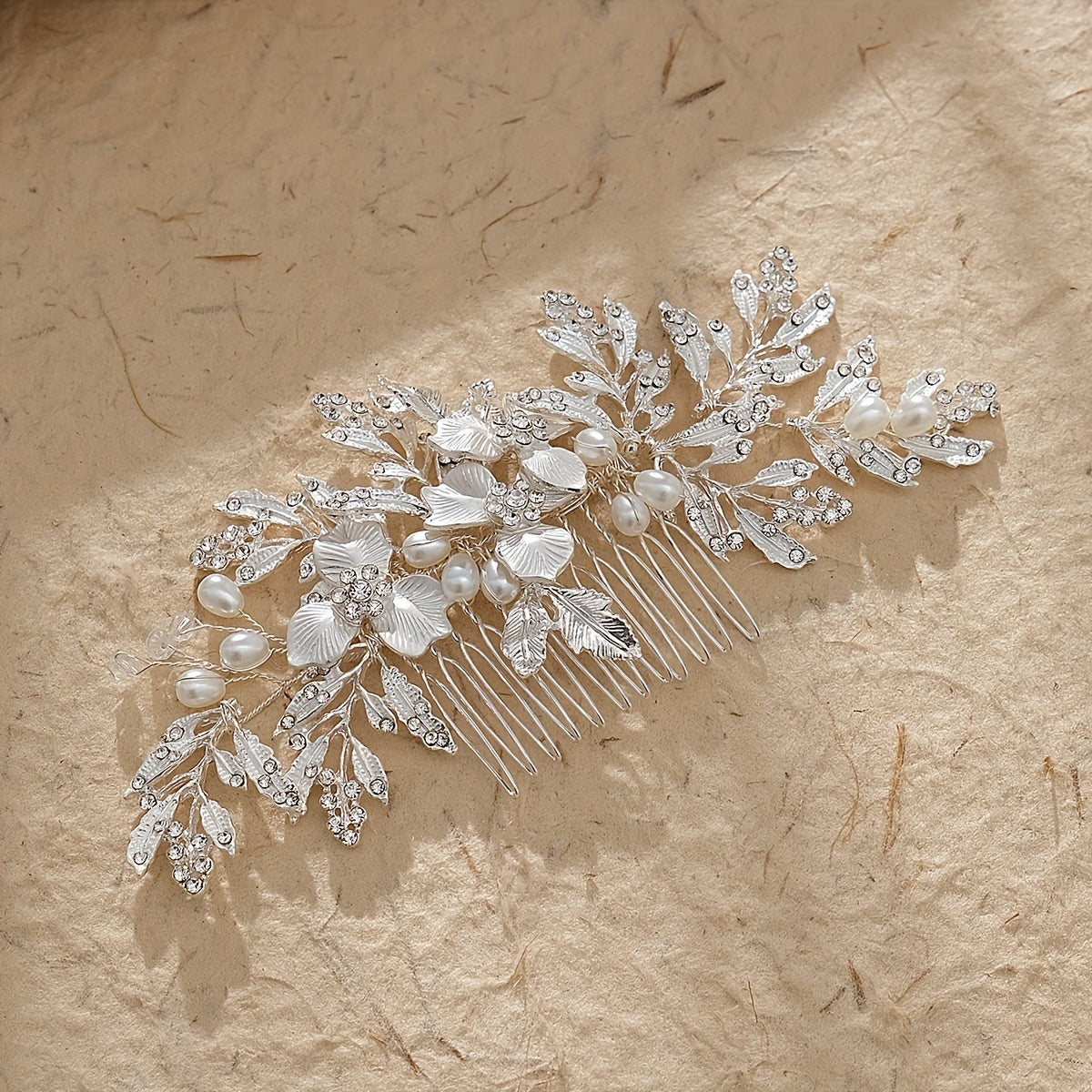 Bridal Flower Hair Comb Head Jewelry Faux Pearl Hair Comb Wedding Insert Comb