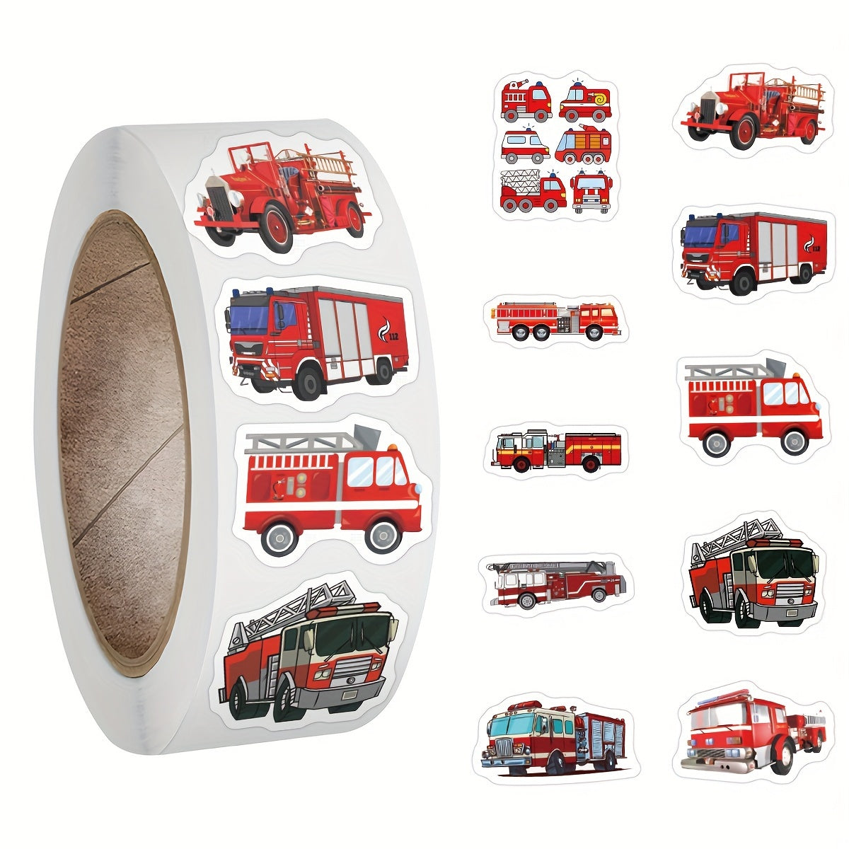 500 Fire Truck Vinyl Stickers Roll - Water Bottle Laptop Phone Decal