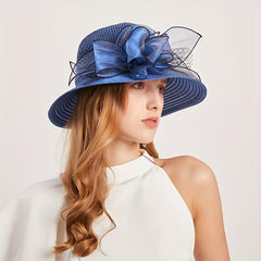 Organza Sun Hat Stitching Derby Hat Hollow Knitted Breathable Church