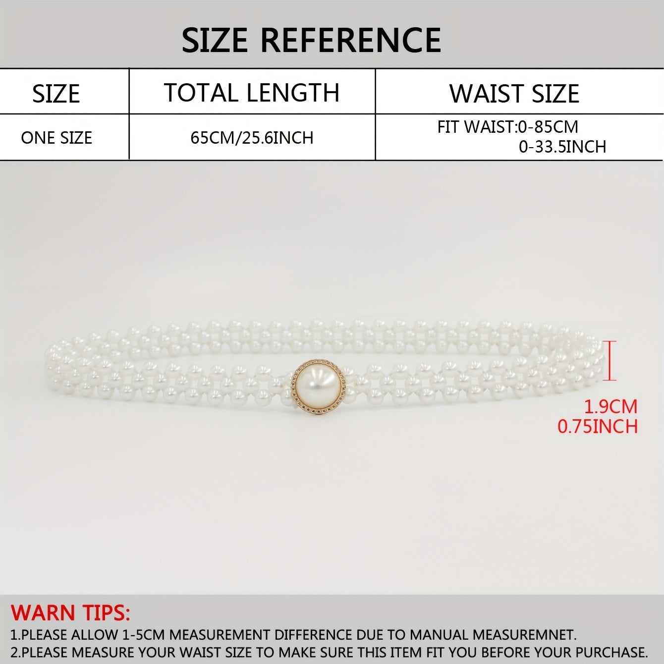 Faux Pearl Chain Elastic Belt Round Pearl Buckle Dress Belt Women