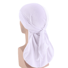 Velvet Men Durag Cap Headwrap Extra Long Tail Wide Strap Turban Hat