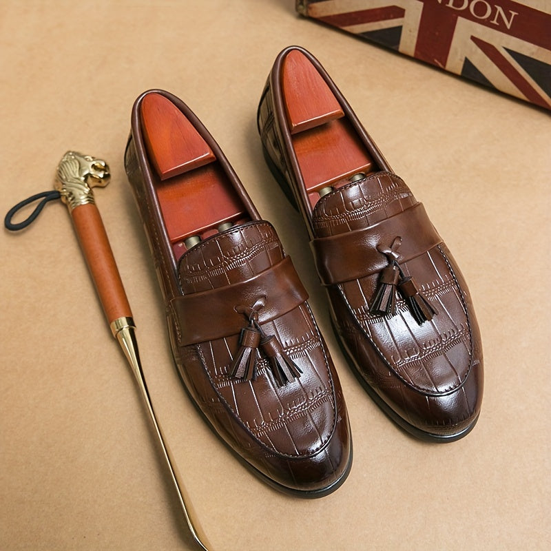 Men's Tassel Loafer Shoes Casual Slip On Textured Shoes