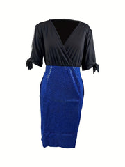 Party Dress Women's Plus Faux Pearl Decor Sequin Slim Fit Event Dress