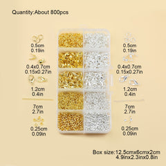 DIY Earring Accessories Kit Golden & Silver Jewelry Beads Pliers Set 5g