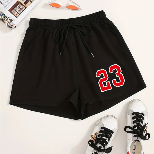 Letter Print Elastic Drawstring Shorts Y2K Sports Loose High Waist Summer Shorts